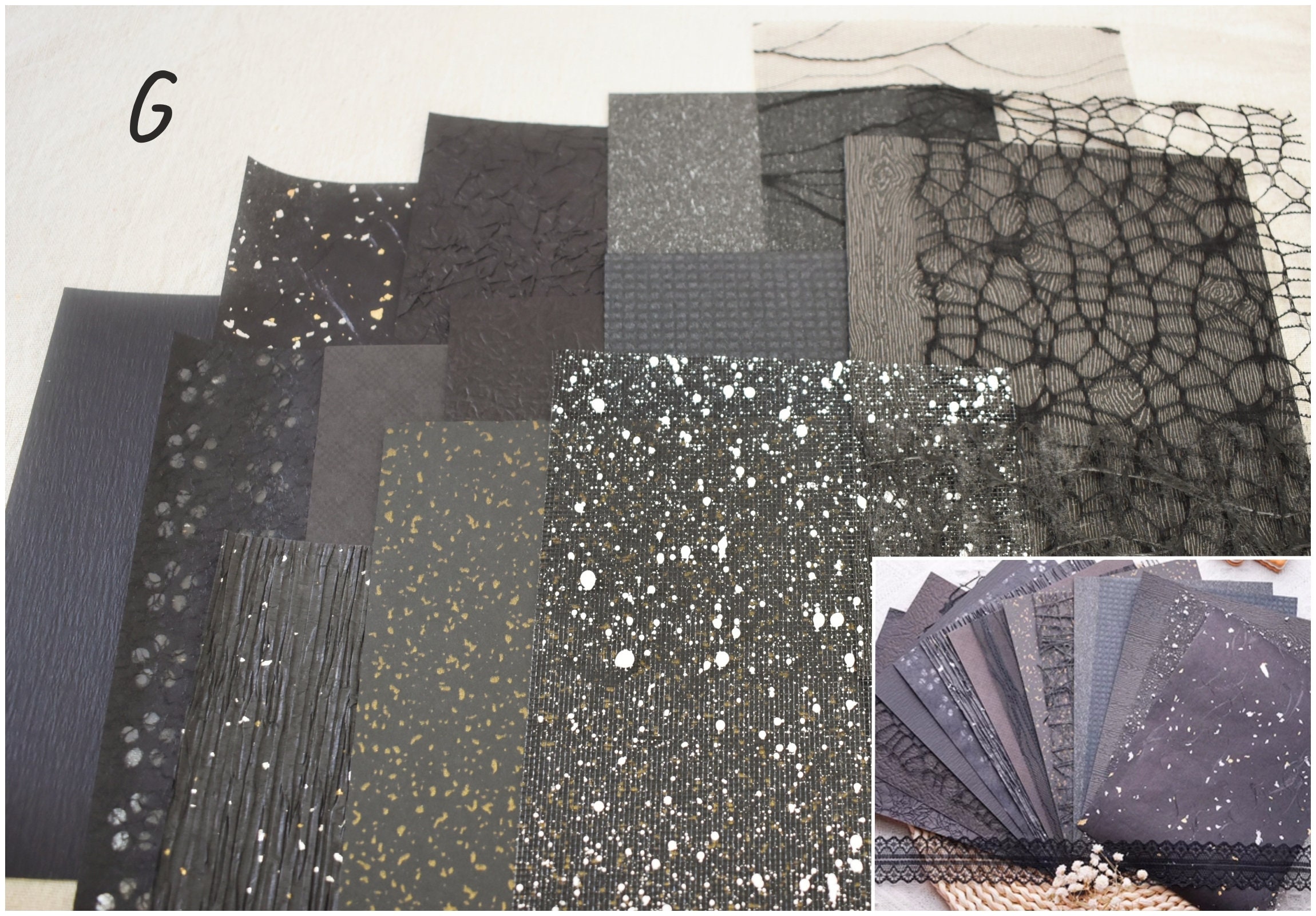 15 Sheets Multi-colored Textured Paper and Mesh Mixed Pack ...