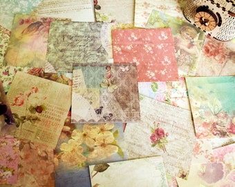 50 feuilles de papier décoratif floral, papier de scrapbooking fleurs, papier pour journal indésirable, embellissement d'arrière-plan, collage, 1,9 * 3,9 pouces