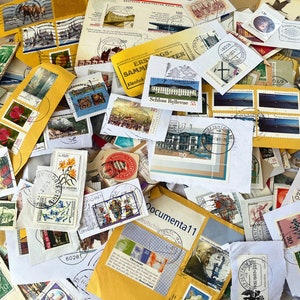 Sellos postales usados en todo el mundo, en papel, sellos antiguos, franqueo antiguo, sin duplicados, revistas basura, material efímero, suministros para manualidades, collage