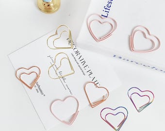 Gold, Rosegold, Rosa, Mehrfarbige herzförmige kreative Metall-Büroklammern, niedliche Büroklammern, Schreibtischorganisation, Planerzubehör
