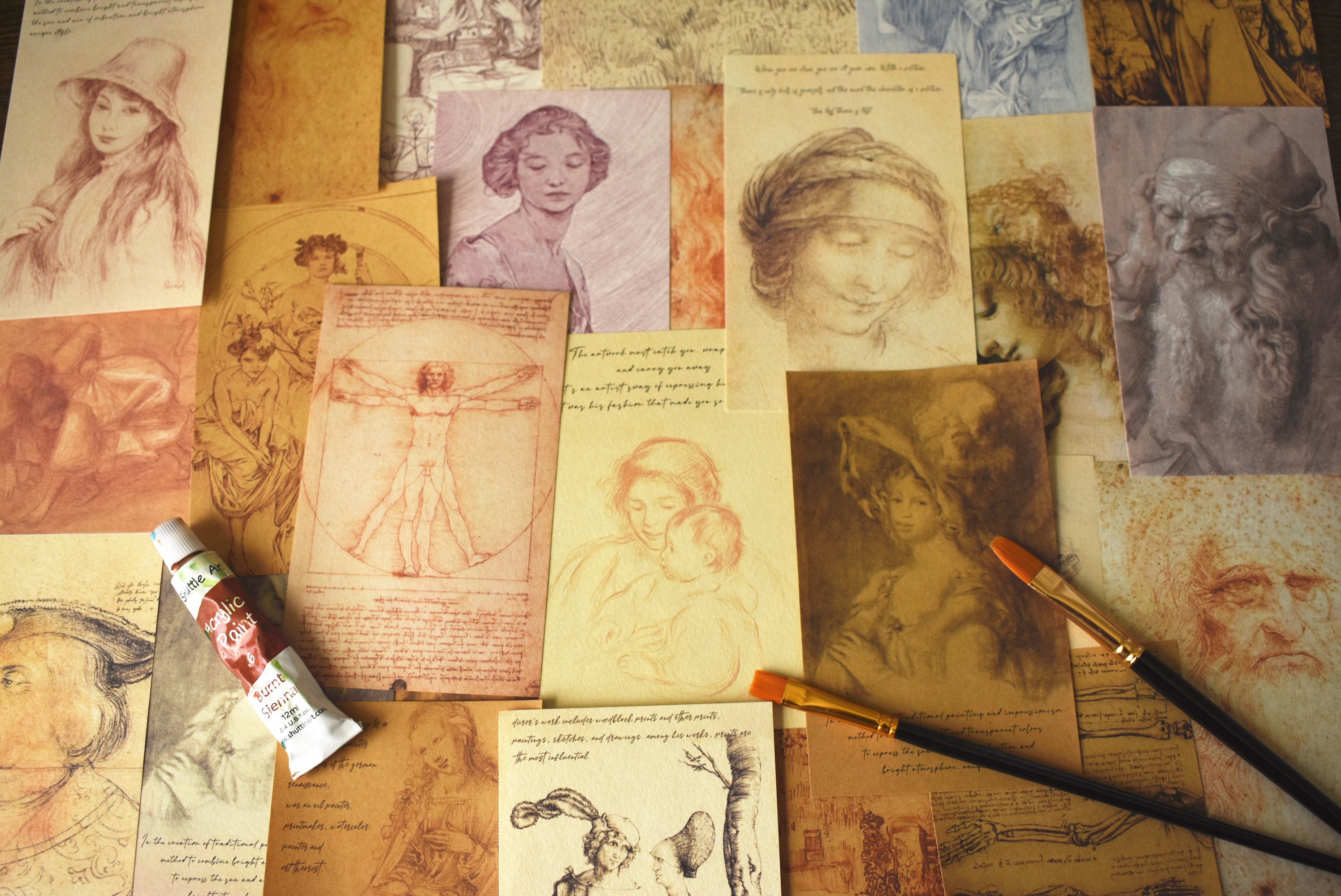 Material Paper - Famous Artist's Manuscripts Vintage Scrapbook Paper