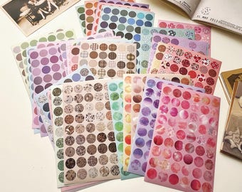 15 mm verschillende veelkleurige stipstickers, 6 vellen 324 zegelstickers, cirkelplannerstickers, labelsticker voor tijdschriften, scrapbooking