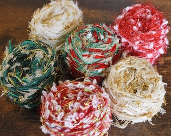 Weihnachtsthema Fasergarnmischung, Garne, Bänder, Garne, Garn abschneiden, Kunstgarn, Handwerksgarne, Geschenkverzierungen Trim und String