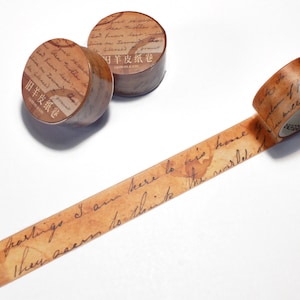 Fita washi com efeito de mancha de café, texto manuscrito, fita adesiva com palavras retrô para scrapbooking, diário, embrulho, artesanato, colagem, planejador