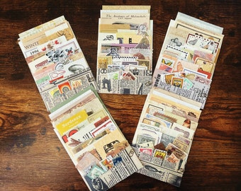 30 stuks geassorteerde vintage gemengd decoratief papierbundel, gemengd kortstondig pakket, gemengde papierbenodigdheden, rommeljournaal, papierambachten, doe-het-zelfartikelen