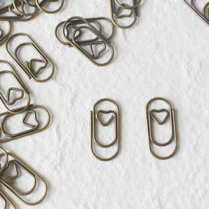 Mini Gold, Rose Gold, Bronze Heart Paper Clips, Planner Accessories, Cute Paper Clips, Metal Paper Clips, Desk Organization, Office Supplies