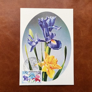 NO 1597 FDC Cartão postal máximo francês vintage - Exposição internacional de flores em Paris, emitido em abril de 1969 para coleção, colagem e artesanato DIY