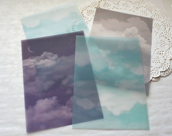Sky-themed Textured Vellum Paper, Translucent Artistic Deco Paper For Scrapbooking Journaling, Making Invitation Cards, Party Decorations