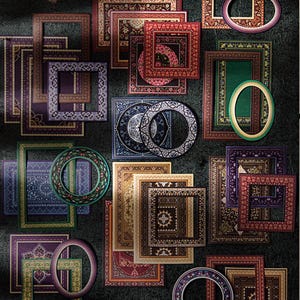 Klassische gemusterte Rahmenaufkleber im Barockstil, dekorative Aufkleber mit Retromuster für Scrapbooking, Collage, Hintergrunddekoration