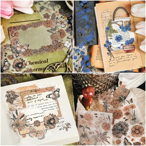 Mountain Flowers Silverfolie PET-remsor klistermärkesark set, glänsande genomskinliga klistermärken för scrapbooking skräpjournalplanerare blandade tekniker bild 5