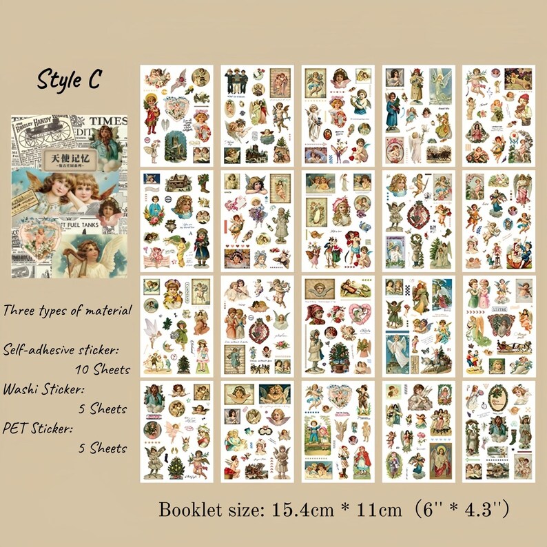 Retro Sticker Booklet – Pre-cut Stickers in Washi, PET, and Paper ...