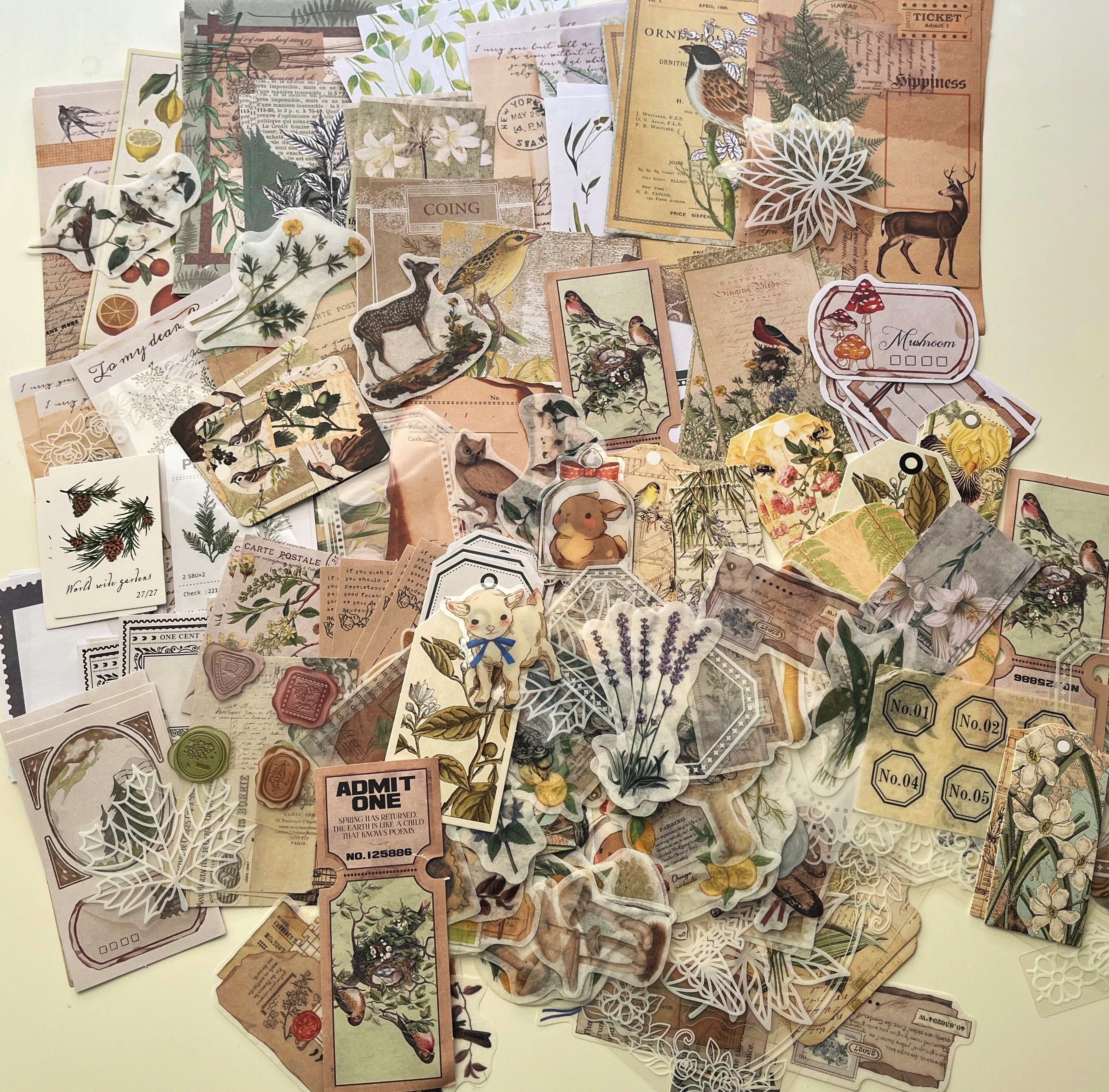 260 Pcs Retro Assorted Junk Journal Pack, Vintage Artistic