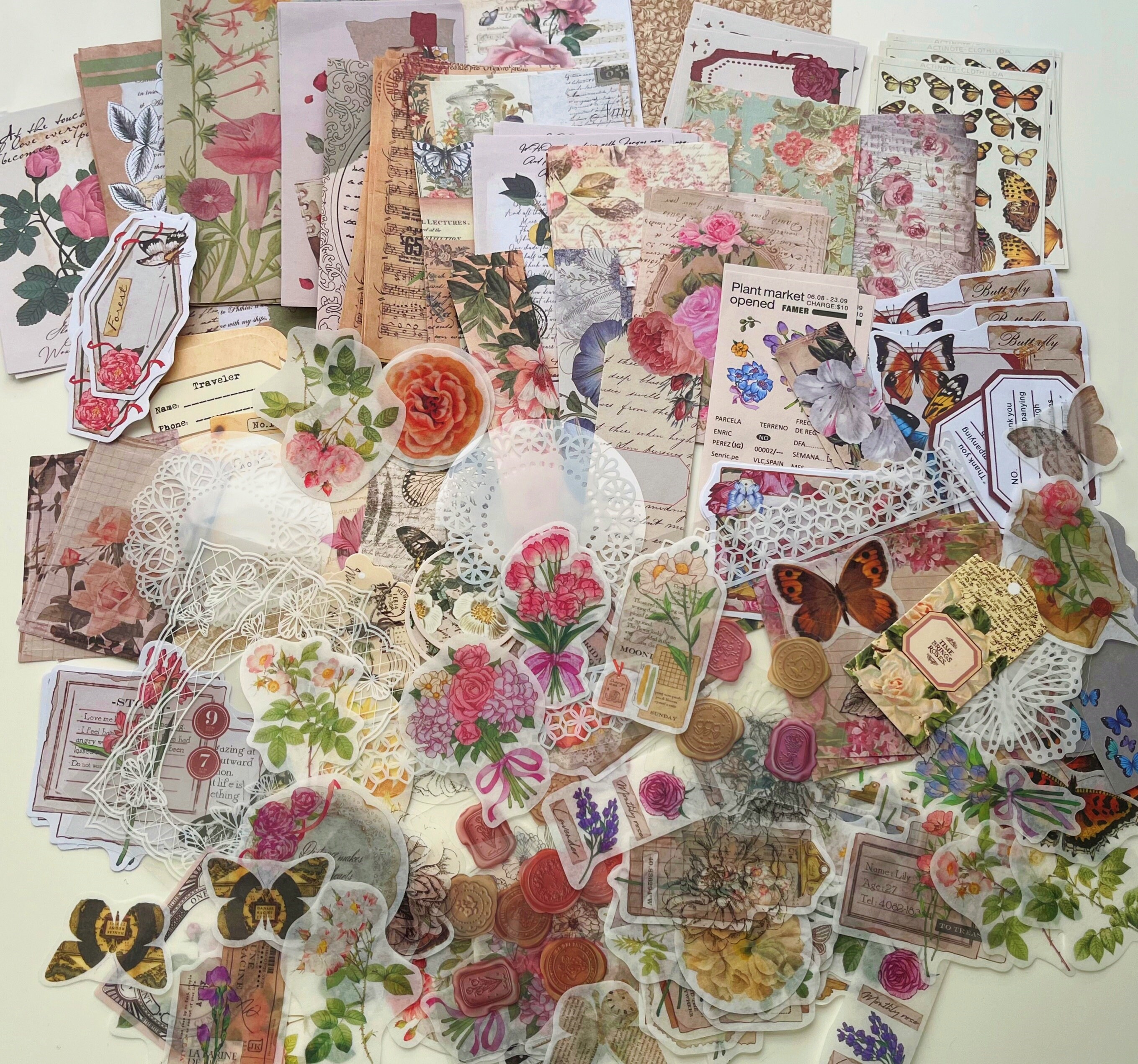 260 Pcs Retro Assorted Junk Journal Pack, Vintage Artistic