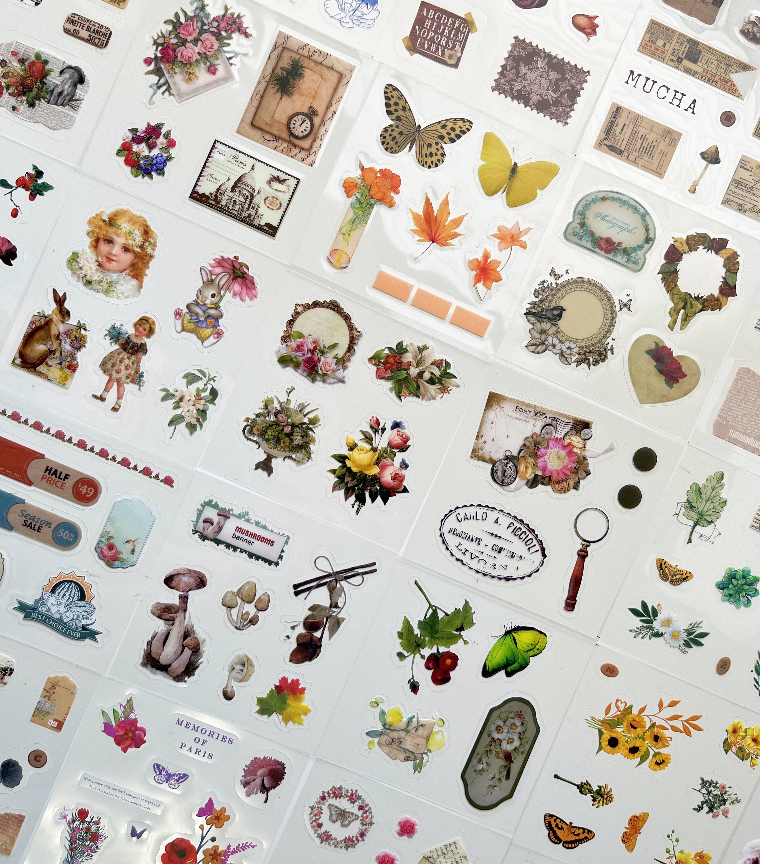 Retro Sticker Sheets Grab Bags, Pocket-sized Sticker Sheets, Flower ...
