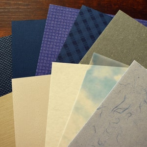 Kleurrijk Ephemera-papierpakket: zeezoutblauw thema, blauw gestructureerd plakboekpapier, decoratief papier, collagepapier, papierkunst, gemengde kunst