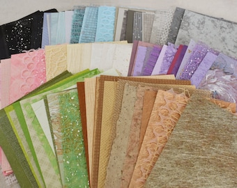 15 Sheets Multi-Colored Textured Paper and Mesh Mixed Pack, Scrapbooking Paper, Mixed Media Collages, Decoupage Paper, Journal Supplies