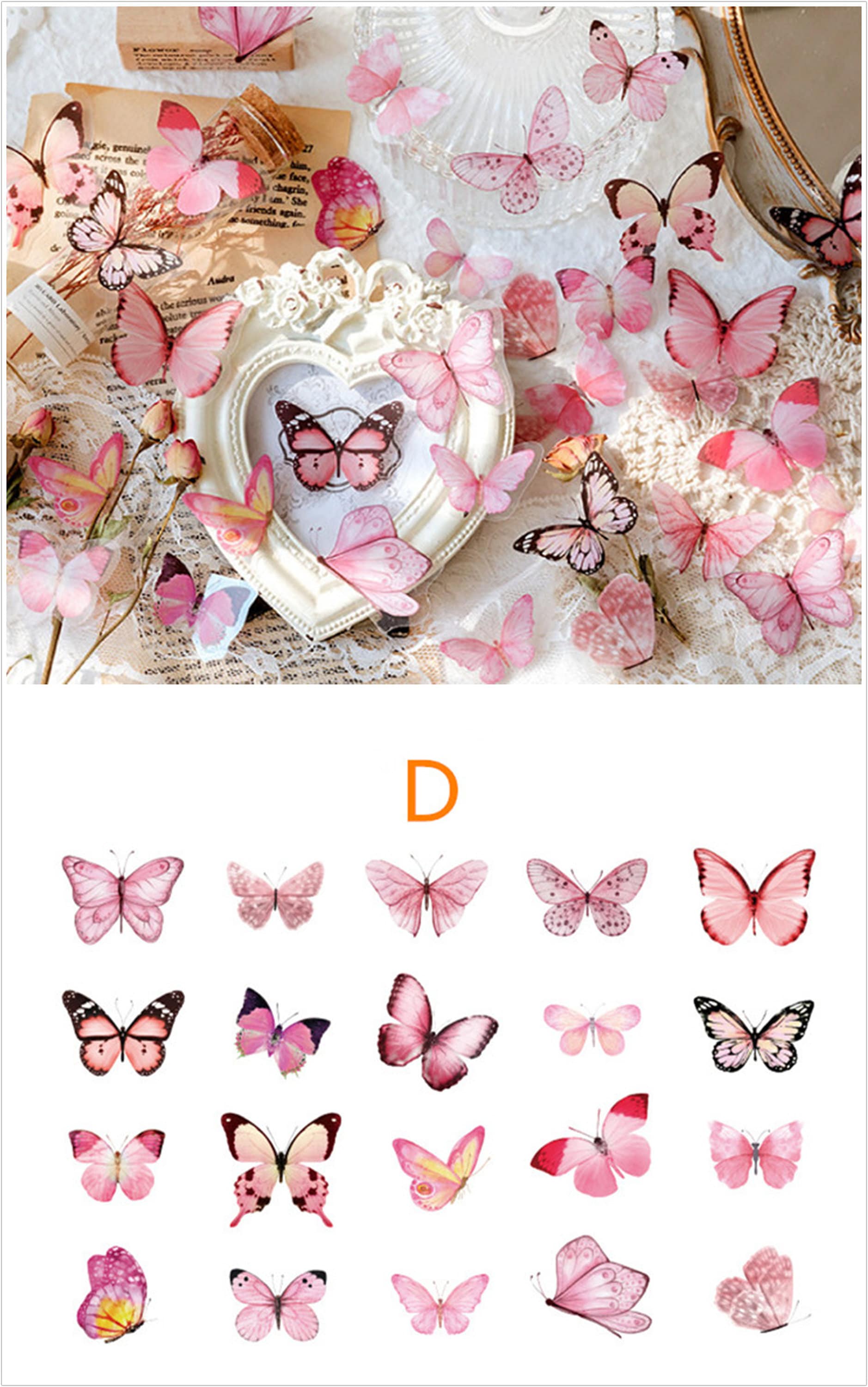Butterfly Stickers Set, Clear PET Stickers, Vintage Stickers ...