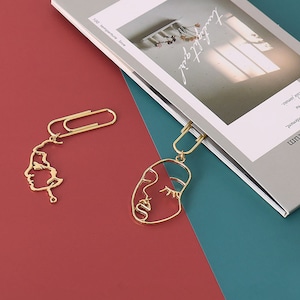 Gold Women Face Contour Paper Clips, Cute Clips, Deco Pendant Clips, Abstract Face Clips, Office Supplies, Organization, Planner Accessories