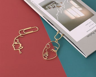 Gold Women Face Contour Paper Clips, Cute Clips, Deco Pendant Clips, Abstract Face Clips, Office Supplies, Organization, Planner Accessories