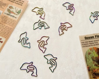 Multicolored Dolphin-shaped Paperclip, Planner Accessories, Large Paper Clips, Organizer, Office Supplies, Cute Stationery, Wedding Supplies