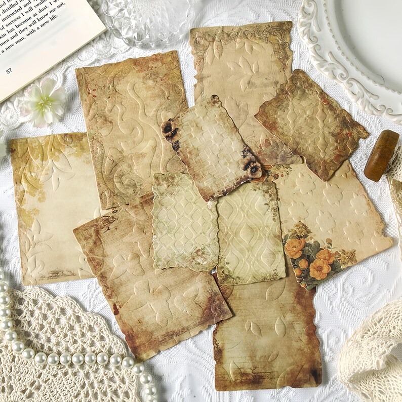 Embossed Vintage Pattern Thick Scrapbook Paper Ephemera Pack, Textured ...