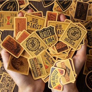 Adesivos de papel Kraft estilo vintage, pequenos rótulos para diário de lixo, scrapbooking, colagem, itens efêmeros, acessórios de planejamento, adesivos de vedação