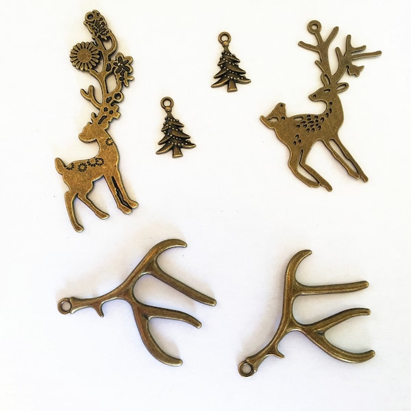 Antique Bronze Christmas Charms Set, Pendants, Handmade Earrings Necklace Clothing Decoration Accessories, Alloy-Making, Diy Craft SupplieP
