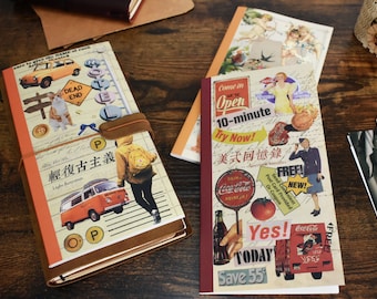 TN Size 20 Sheets Retro Sticker Booklet, Washi Sticker Book, Collage Sticker, Vintage Victorian Style Deco Sticker, Junk Journal Sticker