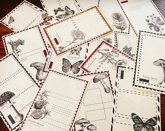 16 Pcs Differernt patterns Forest Series Memo Sheet Set, Note Pad, Label Paper Set, Vintage Style Paper Note, No Sticky, Large Size
