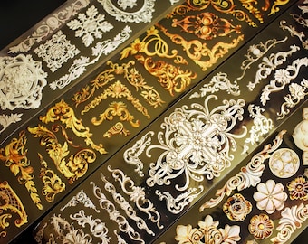 Baroque-style Masking Tape, Vintage-style PET Tape For Scrapbooking Collage Junk Journal Ephemera Making Card Planner Creative Projects