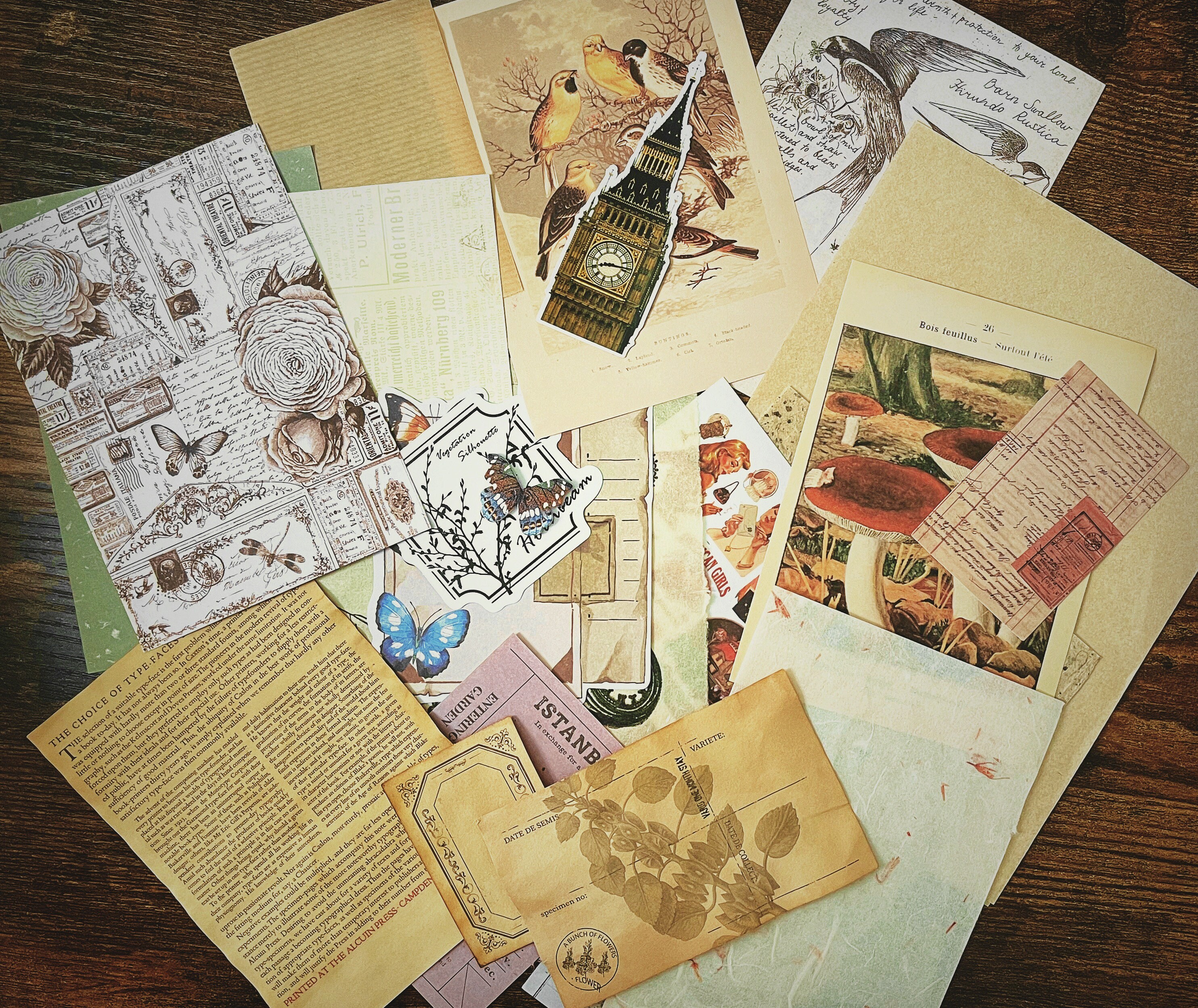 ヴィンテージミックスジャンクジャーナルグラブバッグ、紅茶染め紙