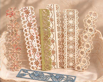 Laser Cut Floral Lace Paper Borders, Decorative Journal Embellishments, Scrapbooking Collage Supplies, Junk Journal Paper Crafts