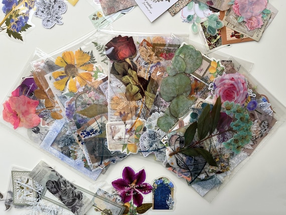50 Pcs Flowers And Plants Stickers Grab Bag– Various Styles For Scrapbooking, Collage, Packaging, Laptop Decorating, Phone Case Stickers