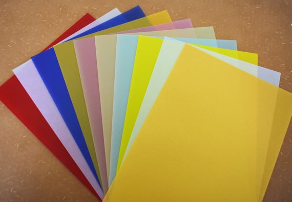 10 Sheets Colored Vellum Paper for Scrapbook Paper, Decorative Paper,  Collage Paper, Tracing Paper, Mixed Art, 100 GSM Translucent Paper 