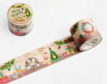 Christmas Decorations Washi Tape, Gold Foil Washi Tape, Christmas Crafts Supplies For Gift Wrapping, Card Making, Scrapbooking, Festive tape