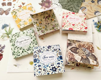 Colección de 100 hojas de papel floral colorido para álbumes de recortes, suministros para collage de estilo vintage, manualidades de papel, suministros para diarios basura, 8 cm x 8 cm