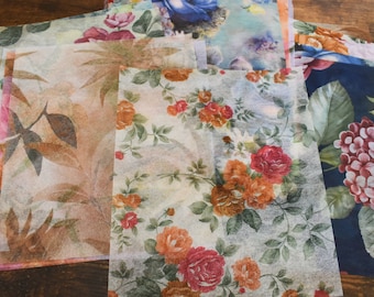 Printed Floral Pattern Non-woven Fabric Pack, Soft & Thin Retro Pattern Fabric For  Decoupage, Ephemera, Scrapbooking, Collage, Junk Journal