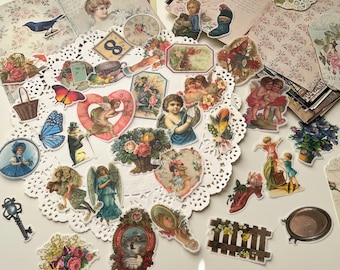 100 Pcs Victorian-Style Washi Sticker Pack, Retro Sticker For Collage Scrapbooking Junk Journal,  Vintage Style Angels, Flowers, Butterflies