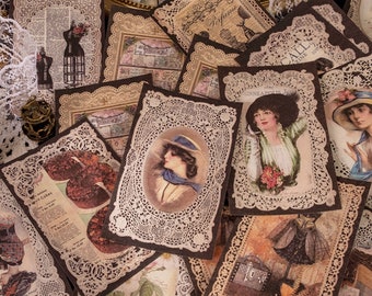 Set de 60 hojas estilo retro para diario basura, con encaje de papel, ángeles, plantas, música, costura y materiales para repostería, ideales para álbumes de recortes, collages y manualidades.