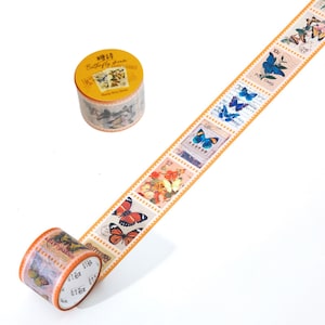 Washi-tape vlinderstempel, benodigdheden voor tijdschriften, vlinderafplaktape, collagetape, plakband, retro zegelstickers, decoratietape