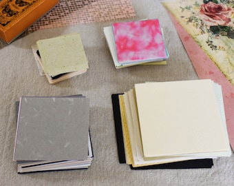 100 mini trozos de papel cuadrado, textura mixta, especiales, para guardar en una caja para collage, diarios, efímeras, álbumes de recortes, tarjetas.