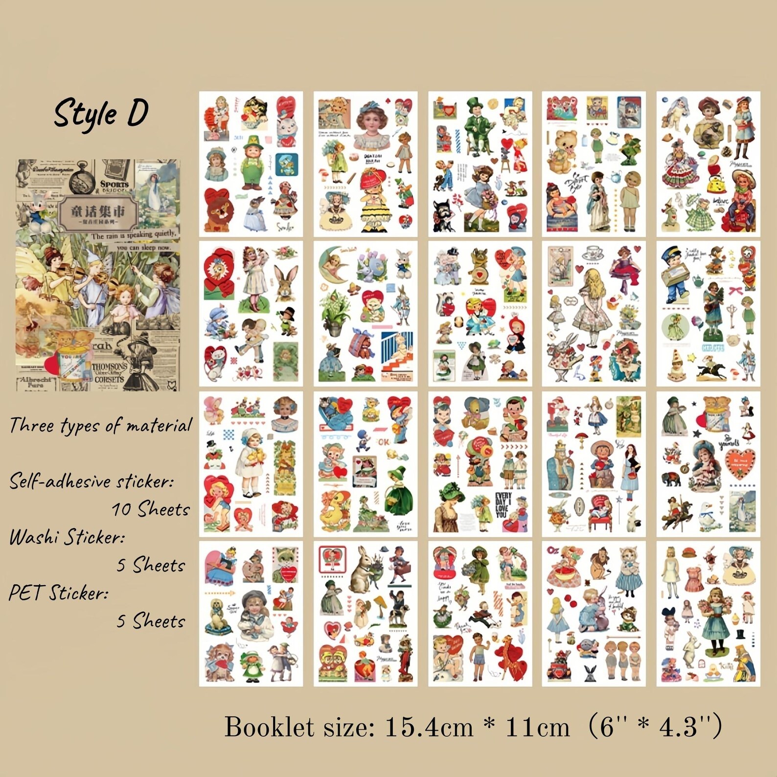 Retro Sticker Booklet – Pre-cut Stickers in Washi, PET, and Paper ...