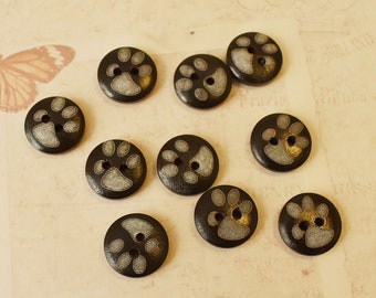10 PCS Bear Claw Wooden Buttons, Sewing Buttons, Children&#39;s Buttons, Clothes Accessories, Decorative Craft Buttons, Animal Buttons, 15 mm