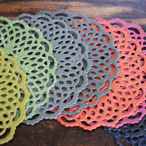Die Cut Special Paper Doilies, Multi-colored Paper Lace Pad Embellishment For Junk Journal Scrapbook Collage Making Card DIY Craft Projects image 3