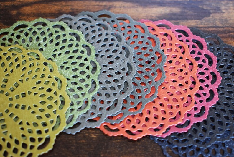 Die Cut Special Paper Doilies, Multi-colored Paper Lace Pad Embellishment For Junk Journal Scrapbook Collage Making Card DIY Craft Projects image 3