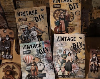 55 Pieces Vintage Style Craft Journal Kit, Cardstock Sticker, Deco Paper For Scrapbooking, Junk Journal, Collage, DIY Planner, Ephemera Pack