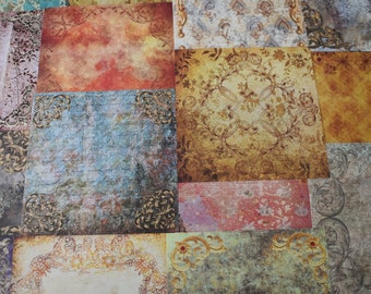 Retro Classical Patterns Scrapbook Paper Booklet, Vintage Distressed Patterned Decorative Paper For Ephemera Junk Journal Collage Decoupage
