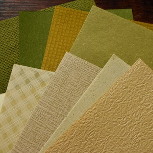 Kleurrijk pakket Ephemera-papier — Olijfgroen thema, groen plakboekpapier met textuur, Decoratief papier, collagepapier, knutselpapier, gemengde kunst