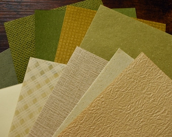 Colorful Ephemera Paper Pack — Olive Green Theme, Green Textured Scrapbook Paper, Decorative Paper, Collage Paper, Paper Crafts, Mixed art