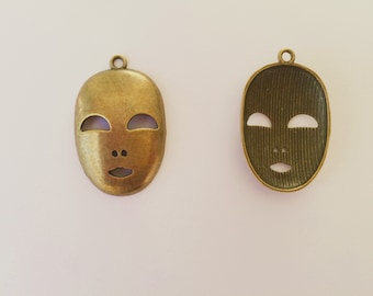 Antique Bronze Mask Charms, Steampunk Pendants, Handmade Earrings Necklace Clothing Decoration Accessories, Alloy-Making, Diy Craft Supplies